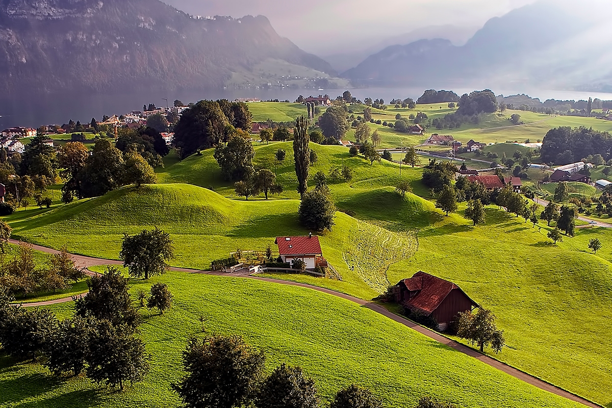 Grass and Tree Covered Village Luzern